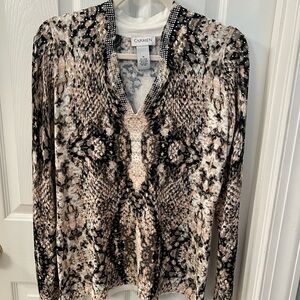 Carmen Snake Print Sweater w/Crystals Sz M